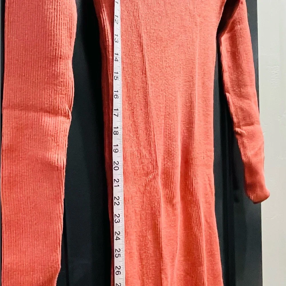 Orange Ribbed Knit Dress - Picture 5 of 9